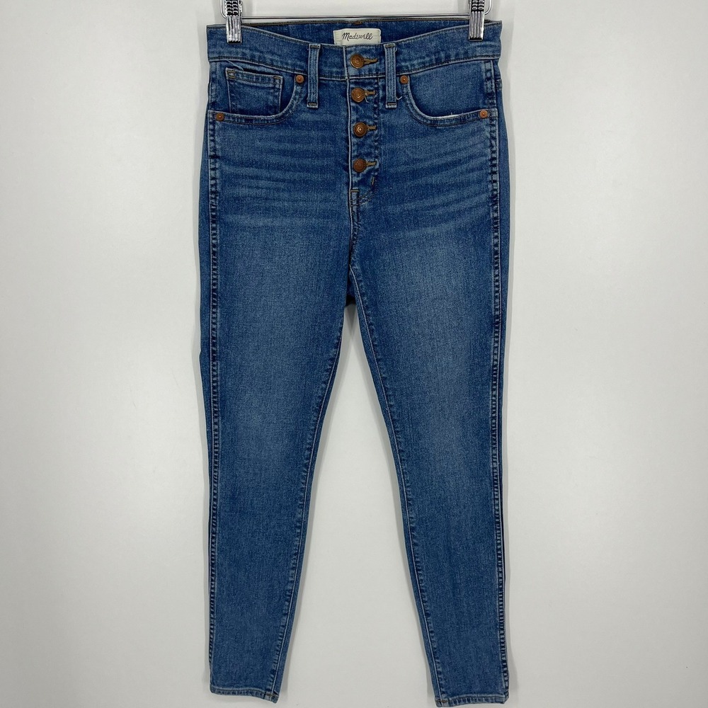 Madewell 10" High-Rise Skinny Jeans Button Front Fly‎ Blue Denim Size 26